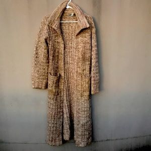Carol cohen long knit warm brown coat size Med